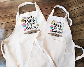 Personalized Kids Baking Apron: "Just a Girl Who Loves Baking" Design