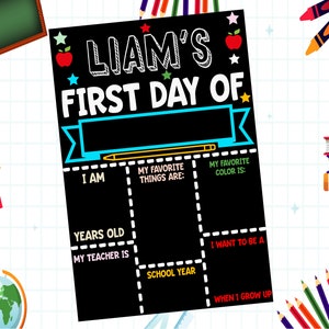 Personalized First Day of School Chalkboard Sign: Reusable Custom Name