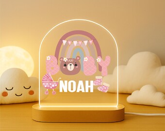 Custom Nursery Night Light • Personalized Baby Name LED Lamp • Kids Room Bedroom Décor Gift