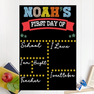 Personalized First Day of School Chalkboard Sign: Reusable Custom Keepsake