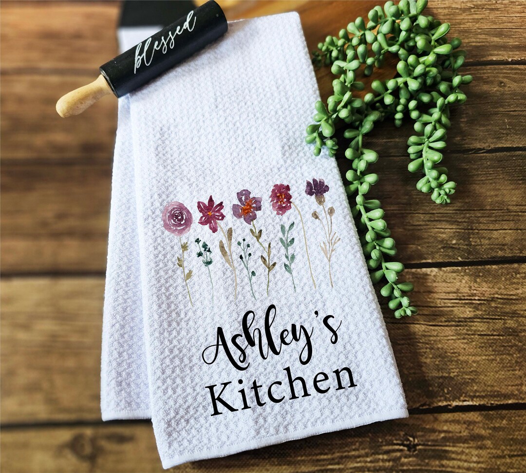 Kitchen Cloth Names Personalized Kitchen Towel Custom Dish Towel Tea Towel Name Kitchen ...