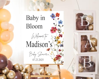 Wildflower Baby Shower Welcome Sign: Acrylic UV Printed Decor