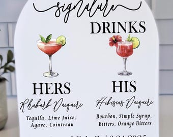 His and Her Drinks sign Signature Drink Bar menu sign Wedding Cocktail Menu Wedding Drink Sign Bride and Groom Drink Sign wedding