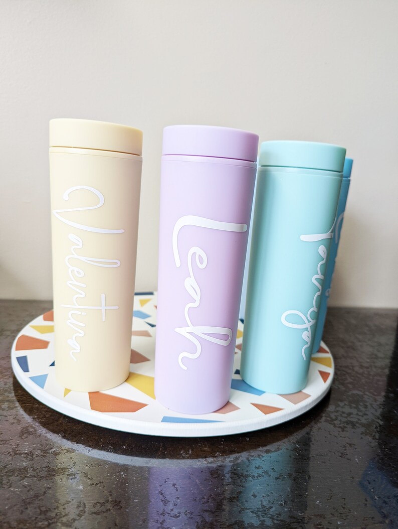 Personalized SKINNY TUMBLERS With Straw 16 OZ Matte Pastel Etsy