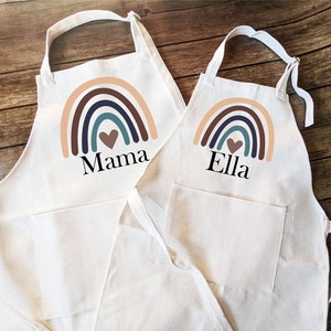 Rainbow kids apron Personalized with Pocket and adjustable strap | Custom kids apron | Toddler Kid Baking apron Gift for grandkids birthday