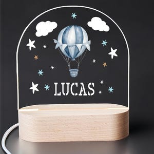 Personalized Baby boy Nursery LED Night Light: Hot Air Balloon Decor