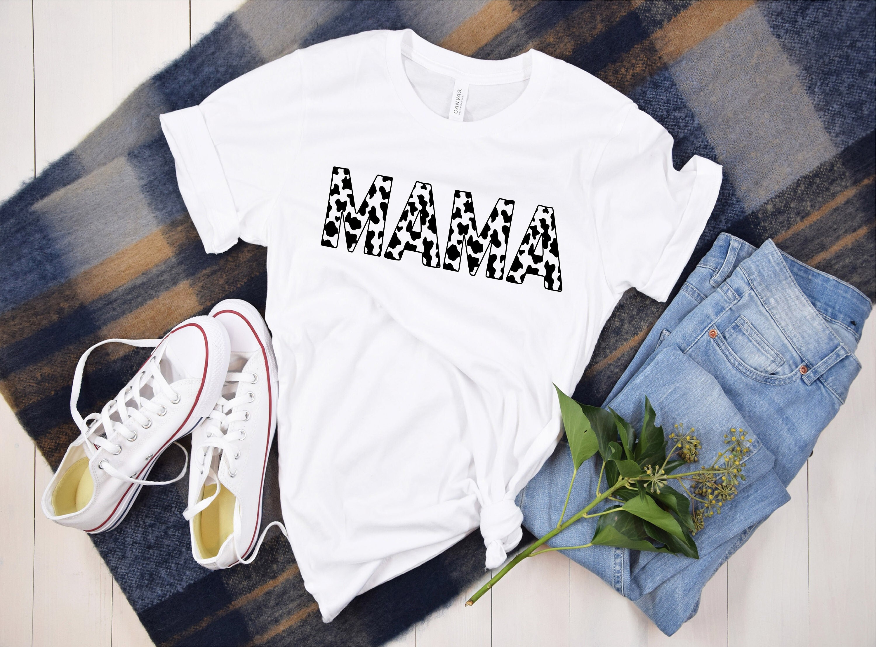 Mama T shirt for women with cow print