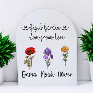 Grandma gift birth flowers with Grandkids name birth month flower Keepsake Mama gift from kids Custom mothers day Mom gift for birthday