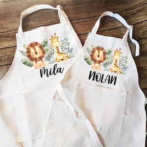Personalized Kids Apron: Linen Baking Apron with Pocket