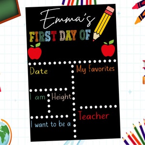 Personalized First Day of School Chalkboard Sign: Reusable Custom Keepsake