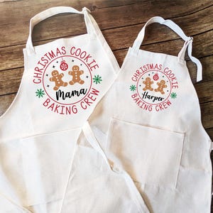 Matching Christmas cookie Baking crew Apron Set: Personalized Family Aprons