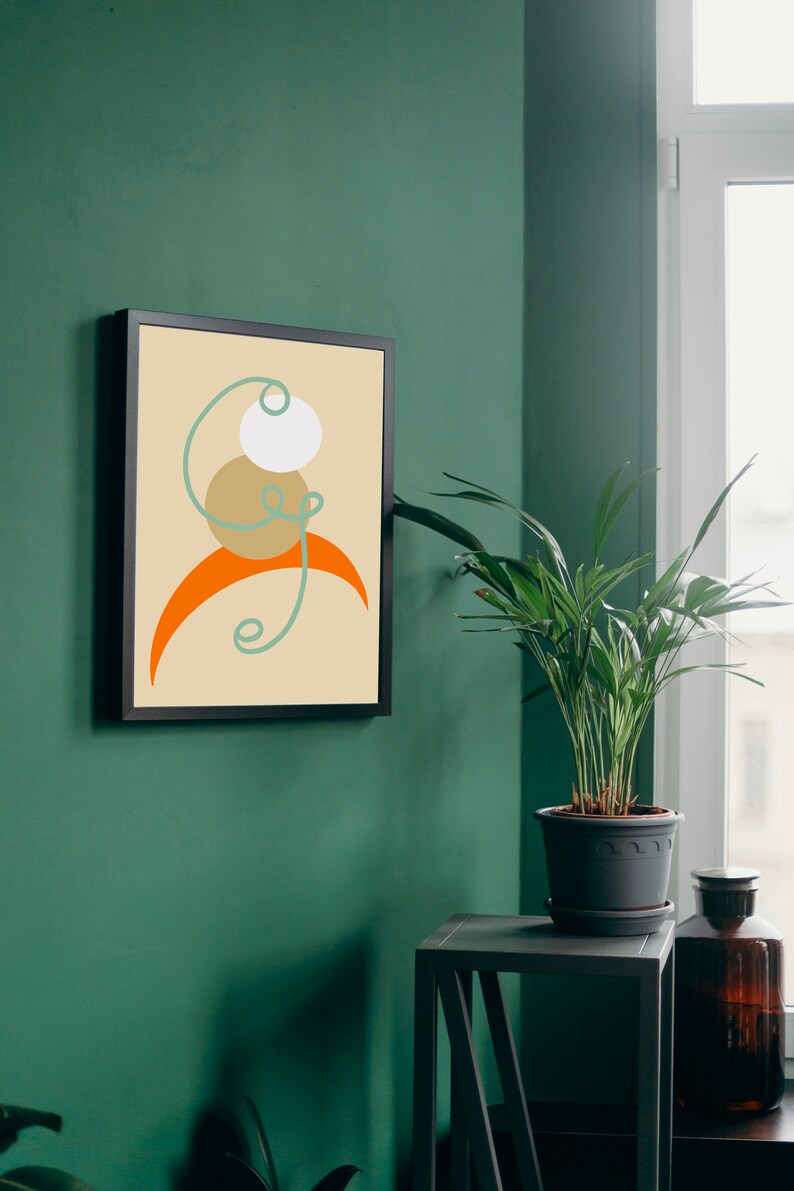 Abstract Monkey In Tree Portrait Neutral Block Colour Unique Print