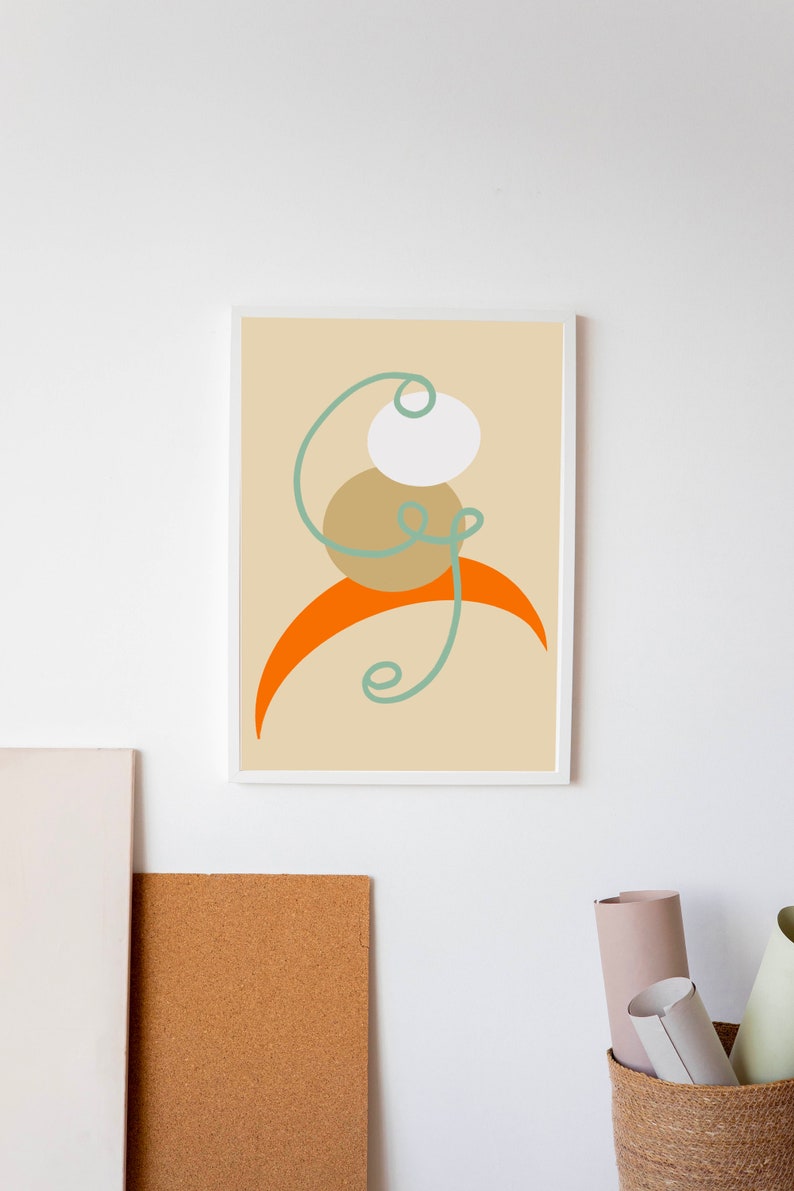 Abstract Monkey In Tree Portrait Neutral Block Colour Unique Print
