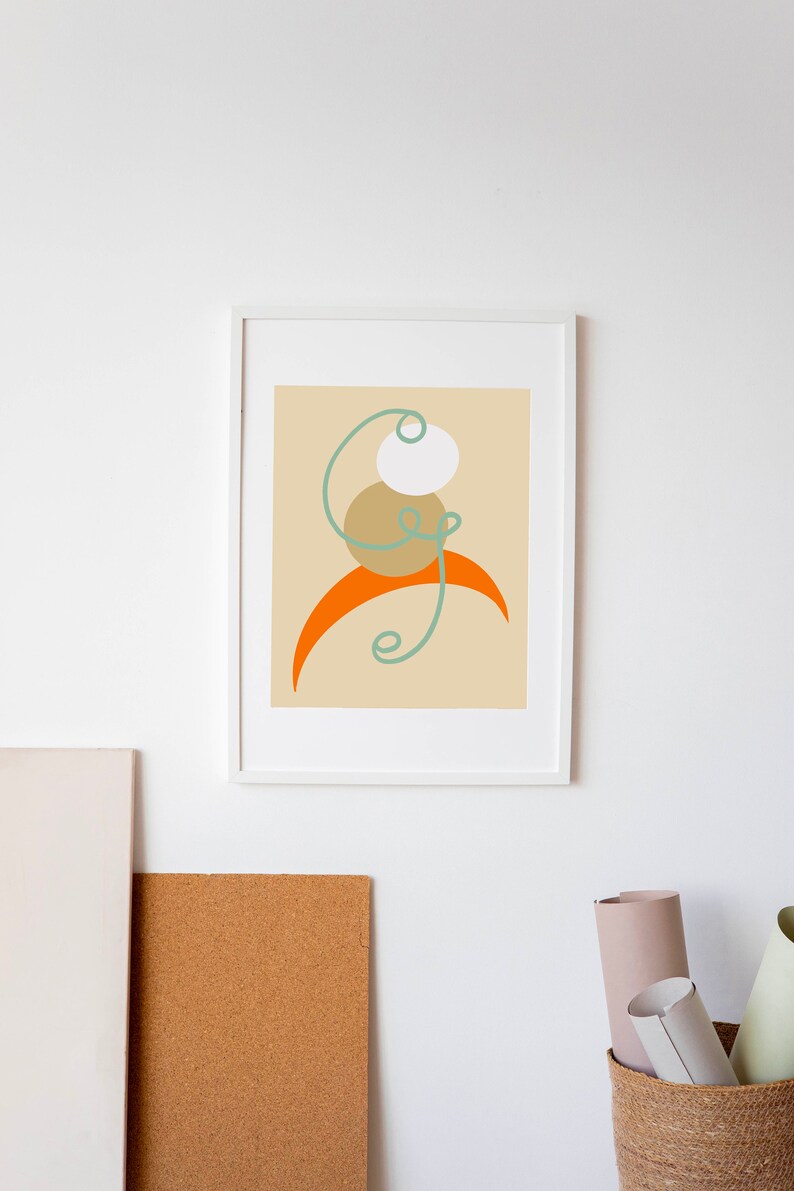 Abstract Monkey In Tree Portrait Neutral Block Colour Unique Print
