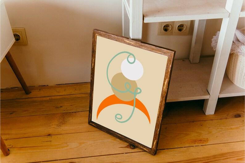 Abstract Monkey In Tree Portrait Neutral Block Colour Unique Print