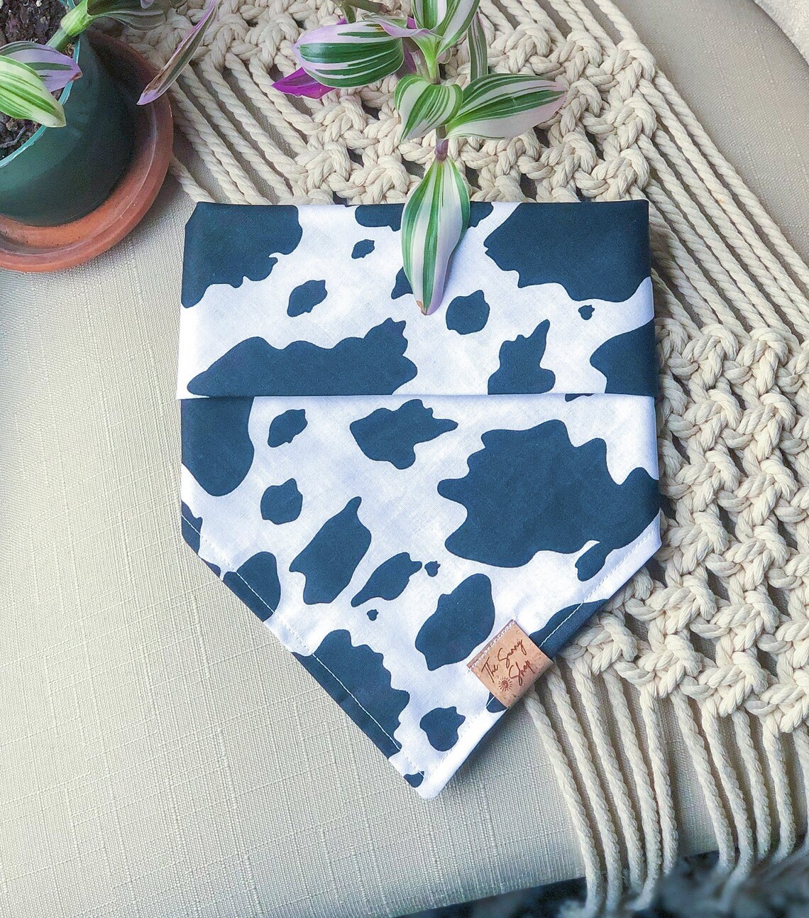 Cow Print 2 Bandana TIE ON BANDANA Etsy