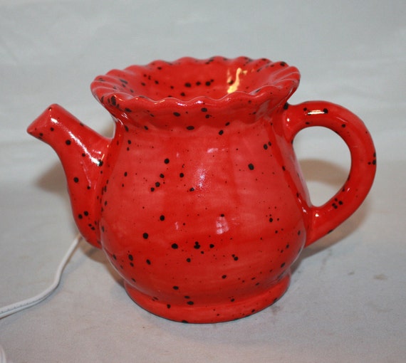 Ceramic Electric Ruffled Teapot Tart Warmer With Soy Scented 