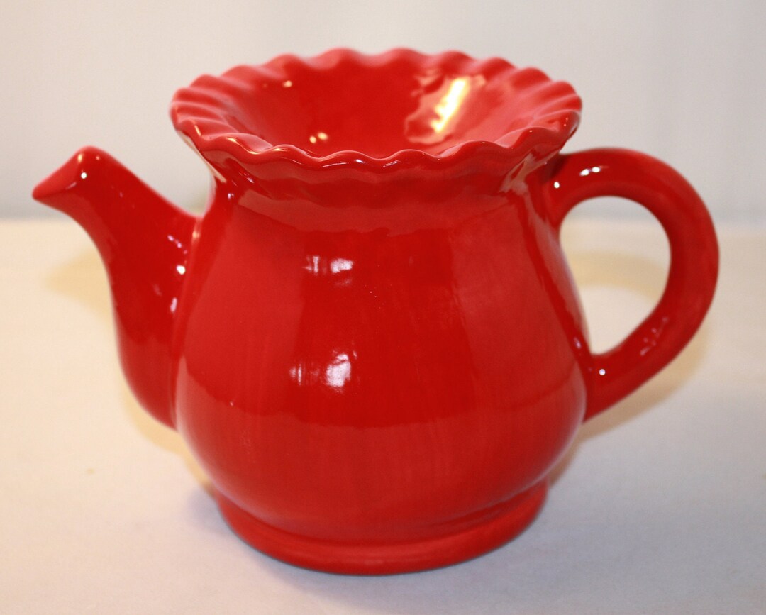 Ceramic Ruffled Teapot Tart Warmer With Tealight and Soy Scented Wax