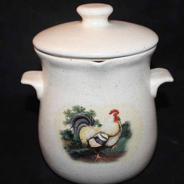 Ceramic Grease Jar with Strainer and Chicken Decal