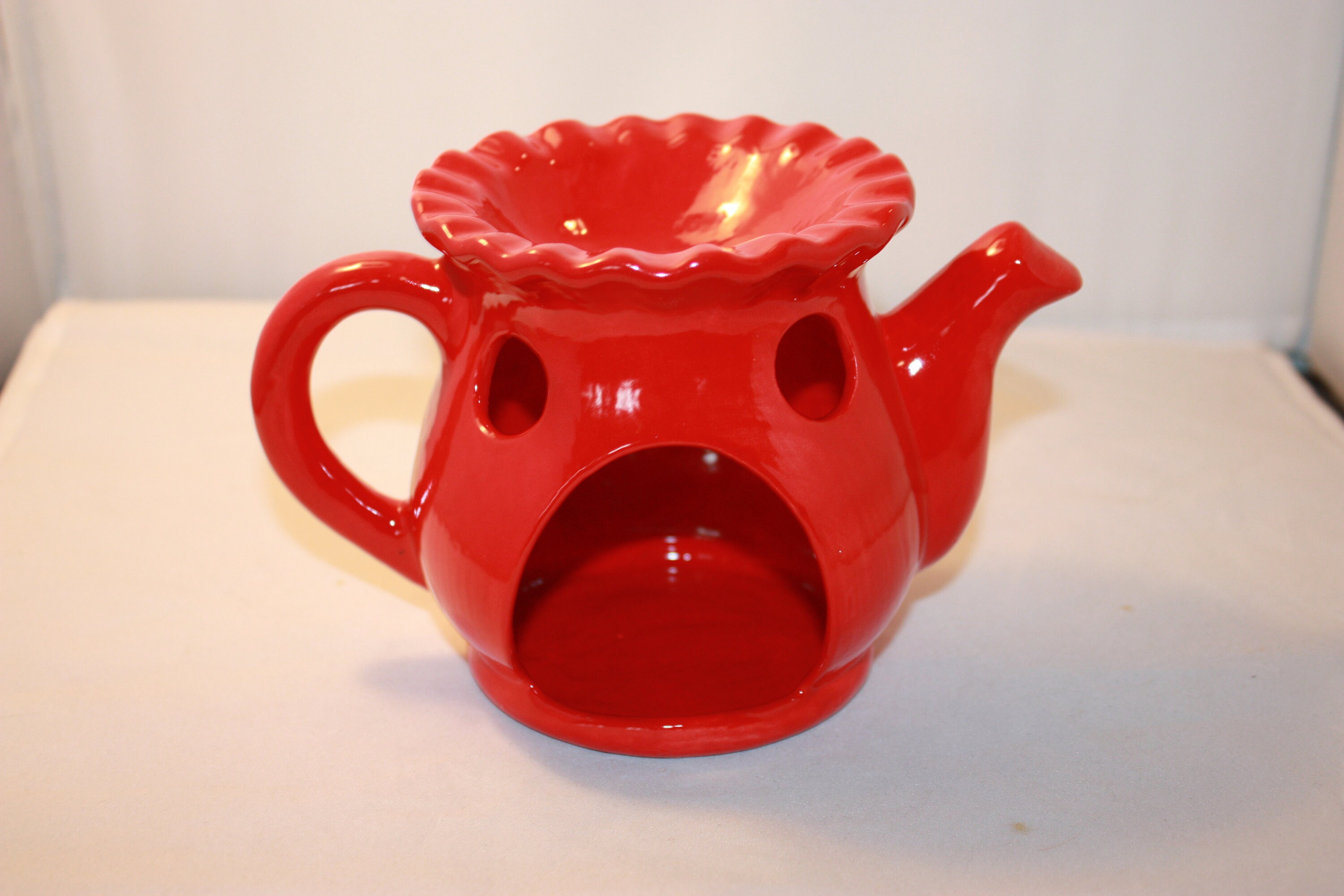 Ceramic Ruffled Teapot Tart Warmer With Tealight and Soy Etsy