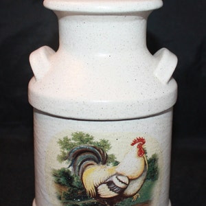 Ceramic Milk Can with Chicken Rooster Decal