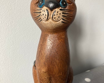 Wooden Cat Ornament | Etsy UK
