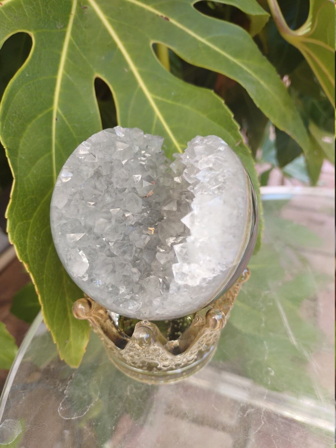 78mm Black amethyst polish geode sphere with quartz druzy Etsy