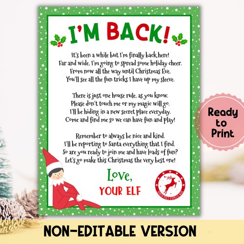 Welcome Letter From Your Elf Hello From the Elf Arrival - Etsy
