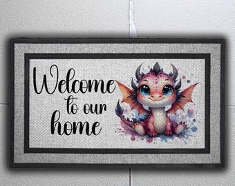 Dragon Welcome Mat: Heavy Duty Rubber Backed Doormat