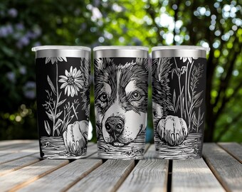 Cottage Dog Husky Laser Engraved 20oz Stainless Steel Tumbler