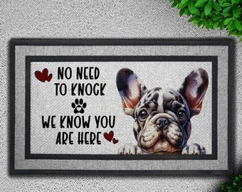 French Bulldog Doormat: Heavy Duty Rubber Welcome Mat - 18x30