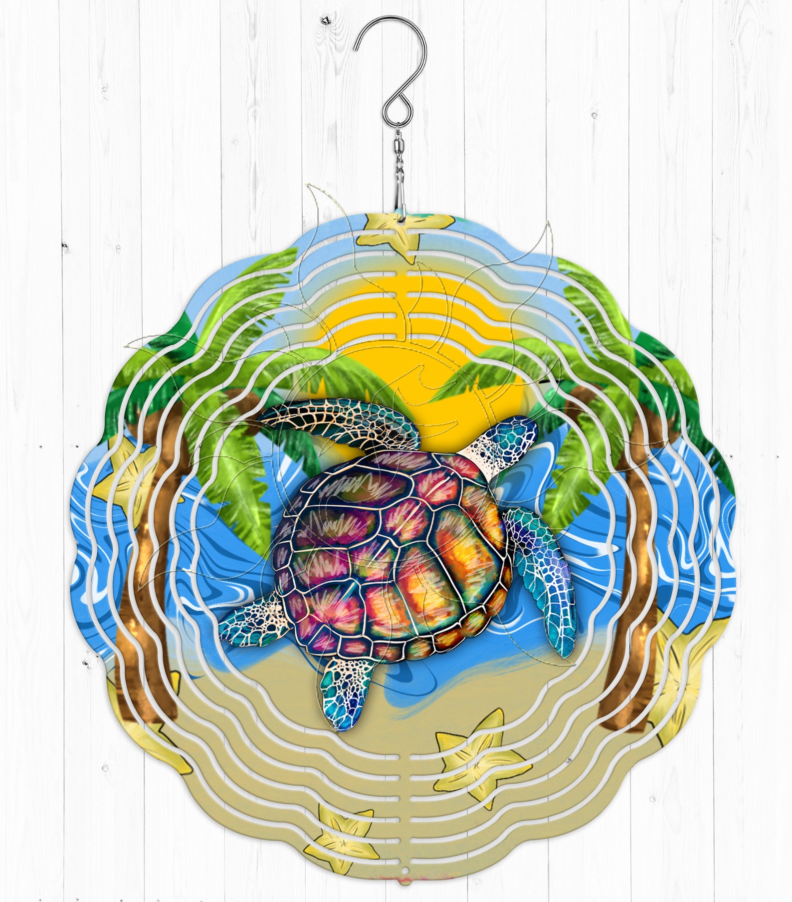 Sea Turtle Summer Sun Palm Trees Ocean 3D Metal Garden Yard Etsy