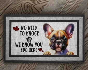 French Bulldog Doormat: "No Need To Knock" Welcome Mat