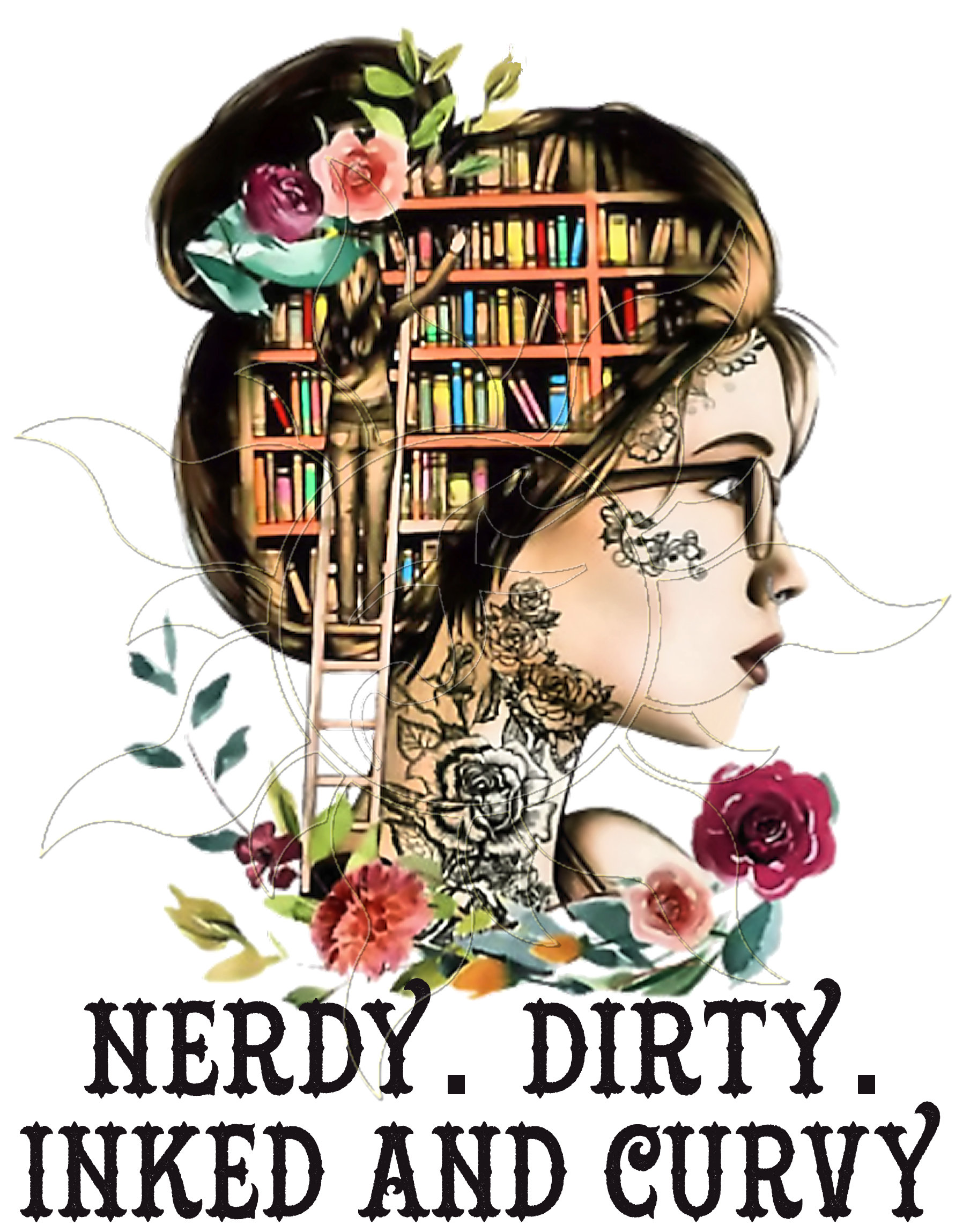 Nerdy Dirty Inked and Curvy Tattoo Girl Library Ready to
