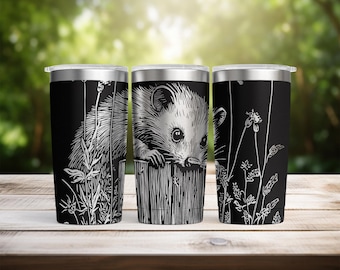 Woodland Opossum Laser Engraved 20oz Stainless Steel Tumbler