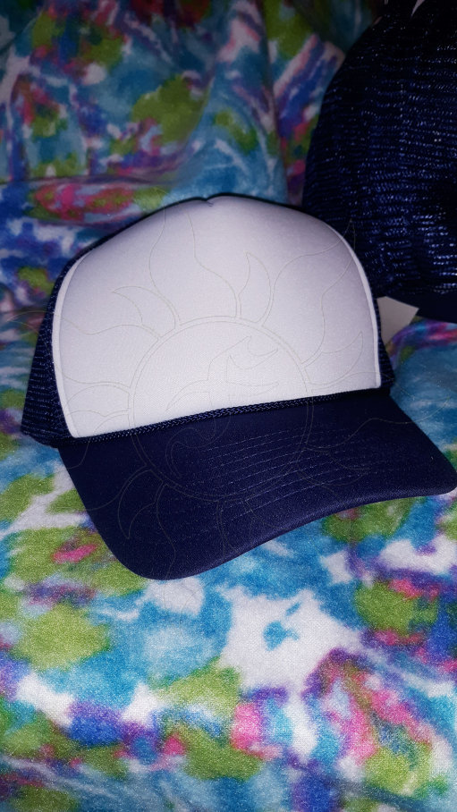 Blank Dark Blue and White Sublimation Adult Trucker Cap Mesh
