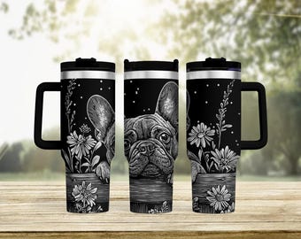 Cottage Dogs French Bulldog Laser Engraved 40oz Stainless Steel Tumbler