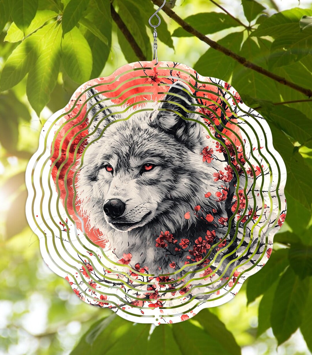 ALPHAWOLF Wind Spinner – 10 Zoll Durchmesser, Bunt, Aus Pulverbeschichtetem Stahl Für Garten & Terrasse