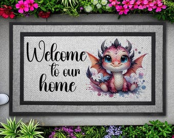 Dragon Welcome Mat: Heavy Duty Rubber Backed Doormat