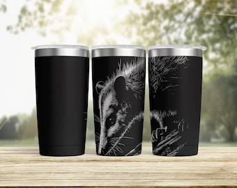 Woodland Animals Opossum Laser Engraved 20oz Stainless Steel Tumbler