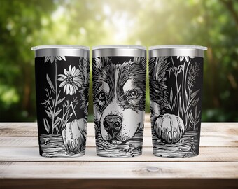Cottage Dog Husky Laser Engraved 20oz Stainless Steel Tumbler