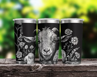 Cottage Farm Goat Laser Engraved 20oz Stainless Steel Tumbler