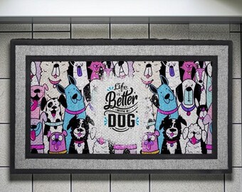 Funny 'Life Is Better With A Dog' Doormat: Heavy Duty Rubber Welcome Mat