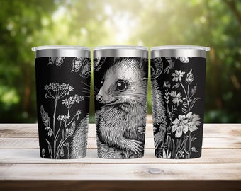Wildflowers Opossum Laser Engraved 20oz Stainless Steel Tumbler