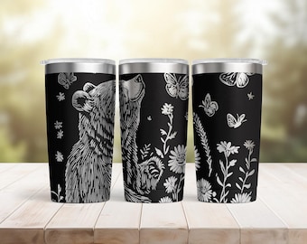 Wildflowers Bear Laser Engraved 20oz Stainless Steel Tumbler