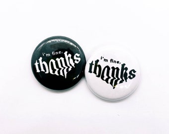 Botón "Estoy bien, gracias": Pin rompehielos introvertido de 1 pulgada