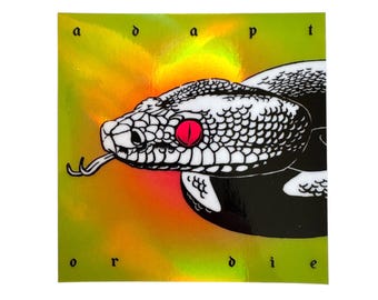 Pegatina de serpiente "Adaptarse o morir" – Pegatina holográfica de serpiente