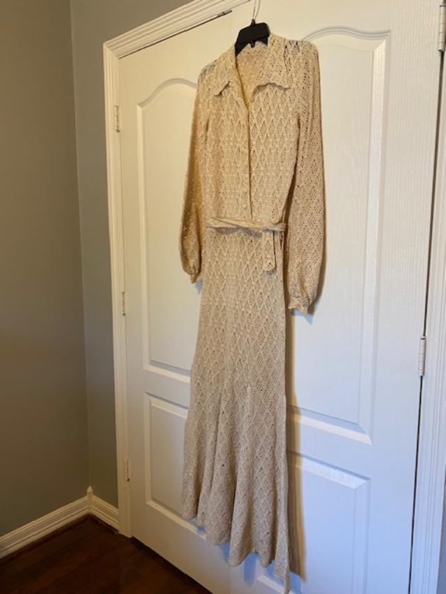 Vintage ivory crocheted long dress