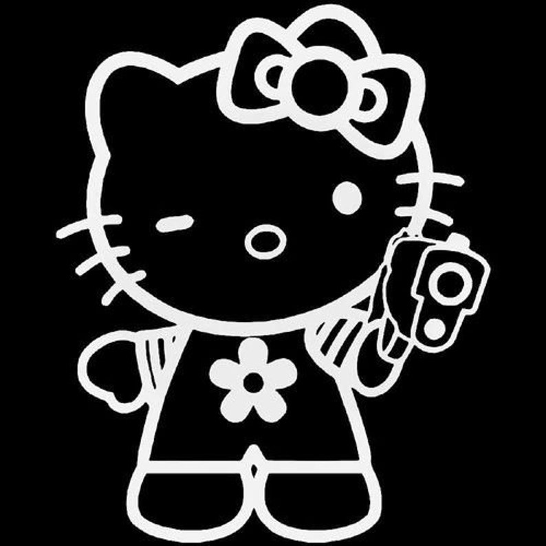 Hello Kitty Gangster Gun Vinyl Decal Sticker | Etsy