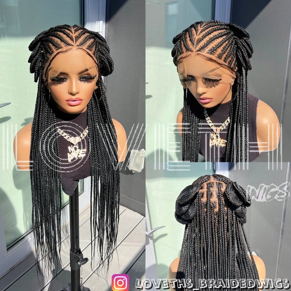 Ready to ship next day(2days FREE SHIPPING)! Knotless Braided wig, Box Braids, Full Lace braid wigs, braid wig, Braided wigs for black women